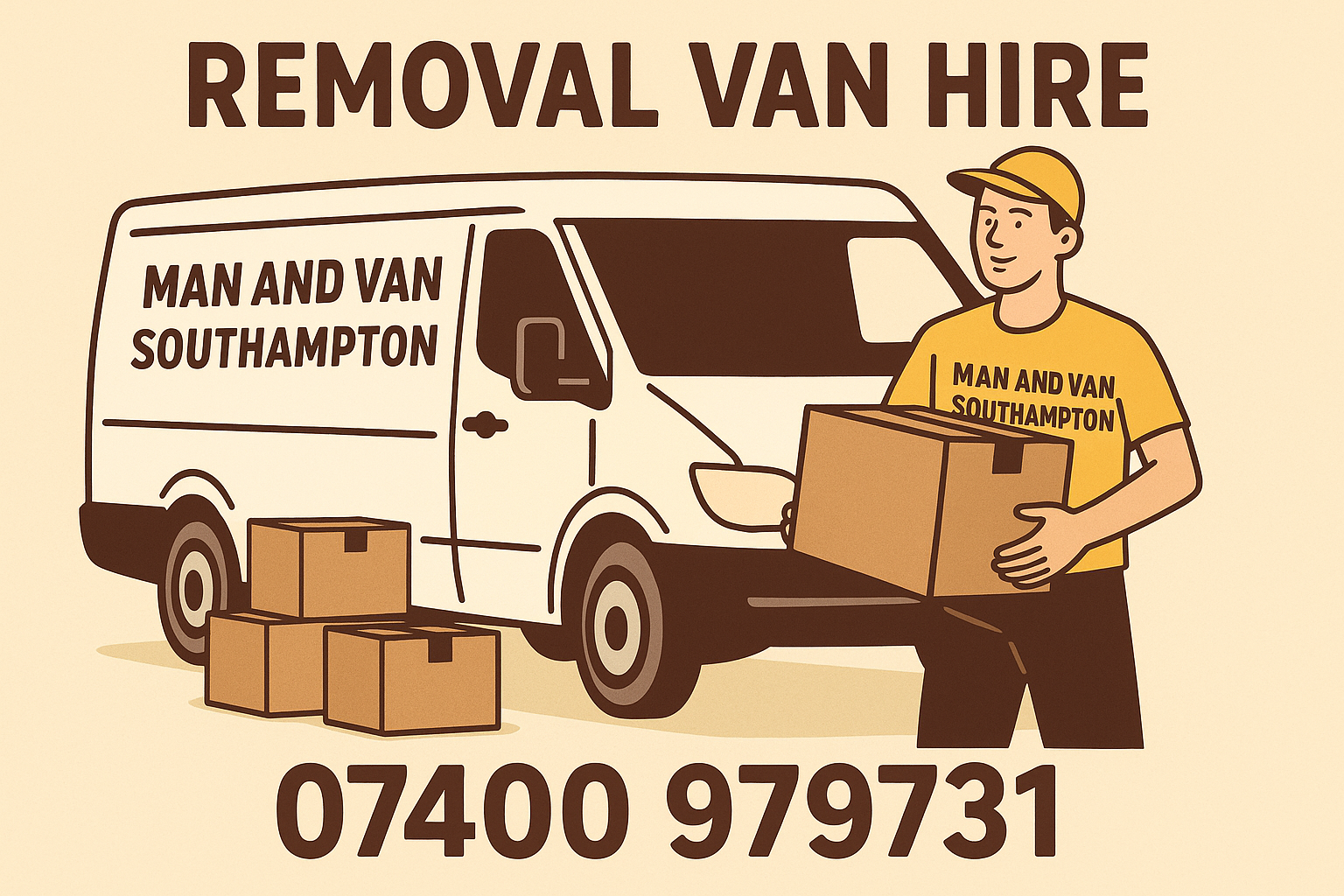 Removals van hire Southampton – Man and Van Southampton service loading boxes into a van