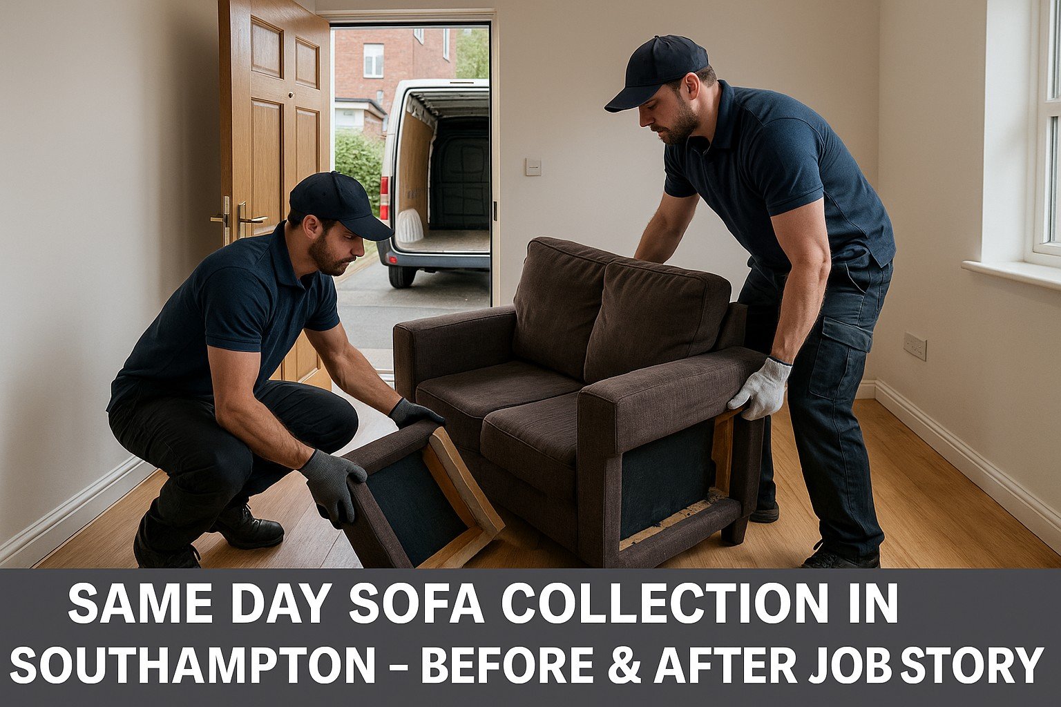 Same day sofa collection in Southampton – before and after removal by Man and Van Southampton.