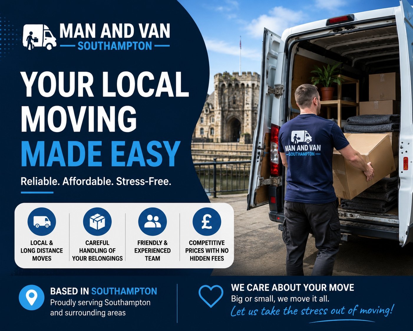 Man and Van Southampton professional removals team providing house moves and furniture transport services in Southampton and Hampshire