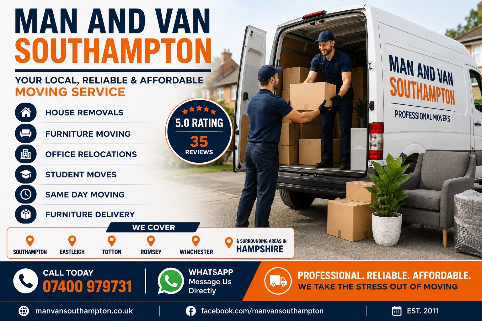 Man and Van Southampton House Removals Furniture Moving Office Relocations