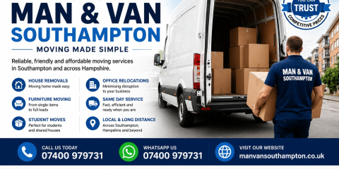 Man and Van Southampton providing professional house removals, furniture moving, office relocations, student moves and same day moving services throughout Southampton and Hampshire.