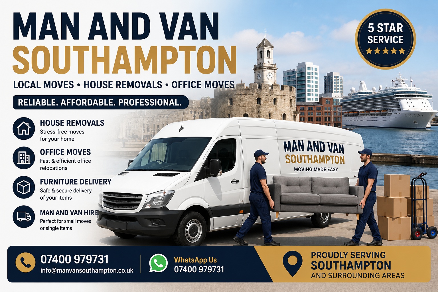 Man and Van Southampton – House Removals, Furniture Moving & Office Relocations