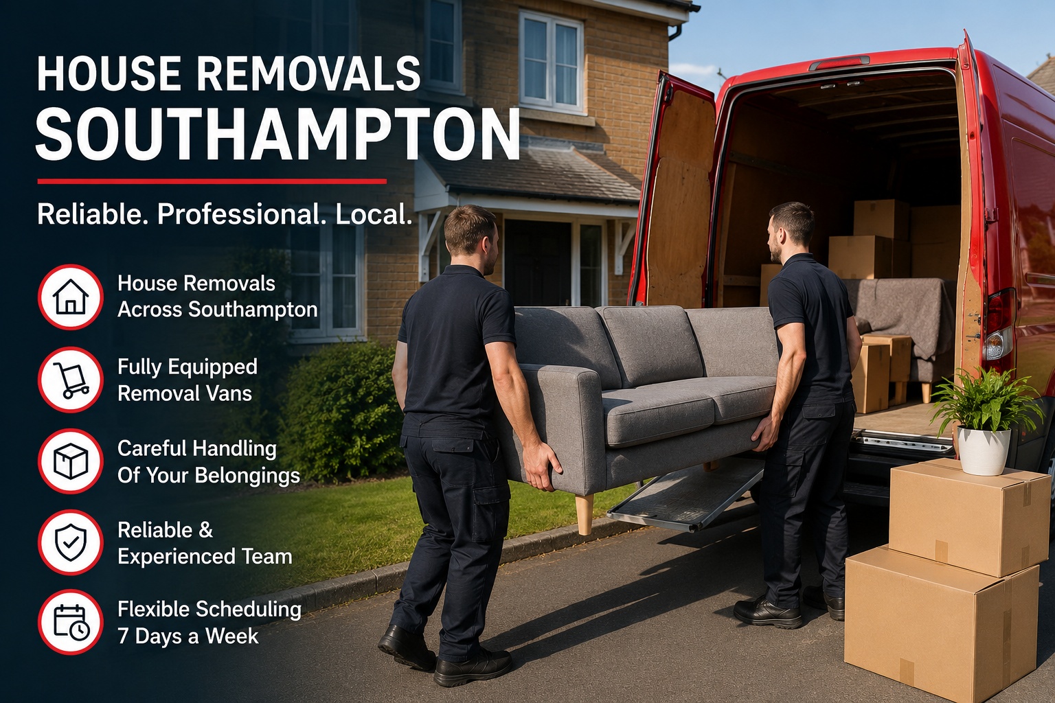 House removals in Southampton with professional movers loading furniture into a removal van