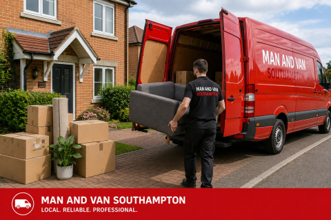Red removal van for house removals in Southampton